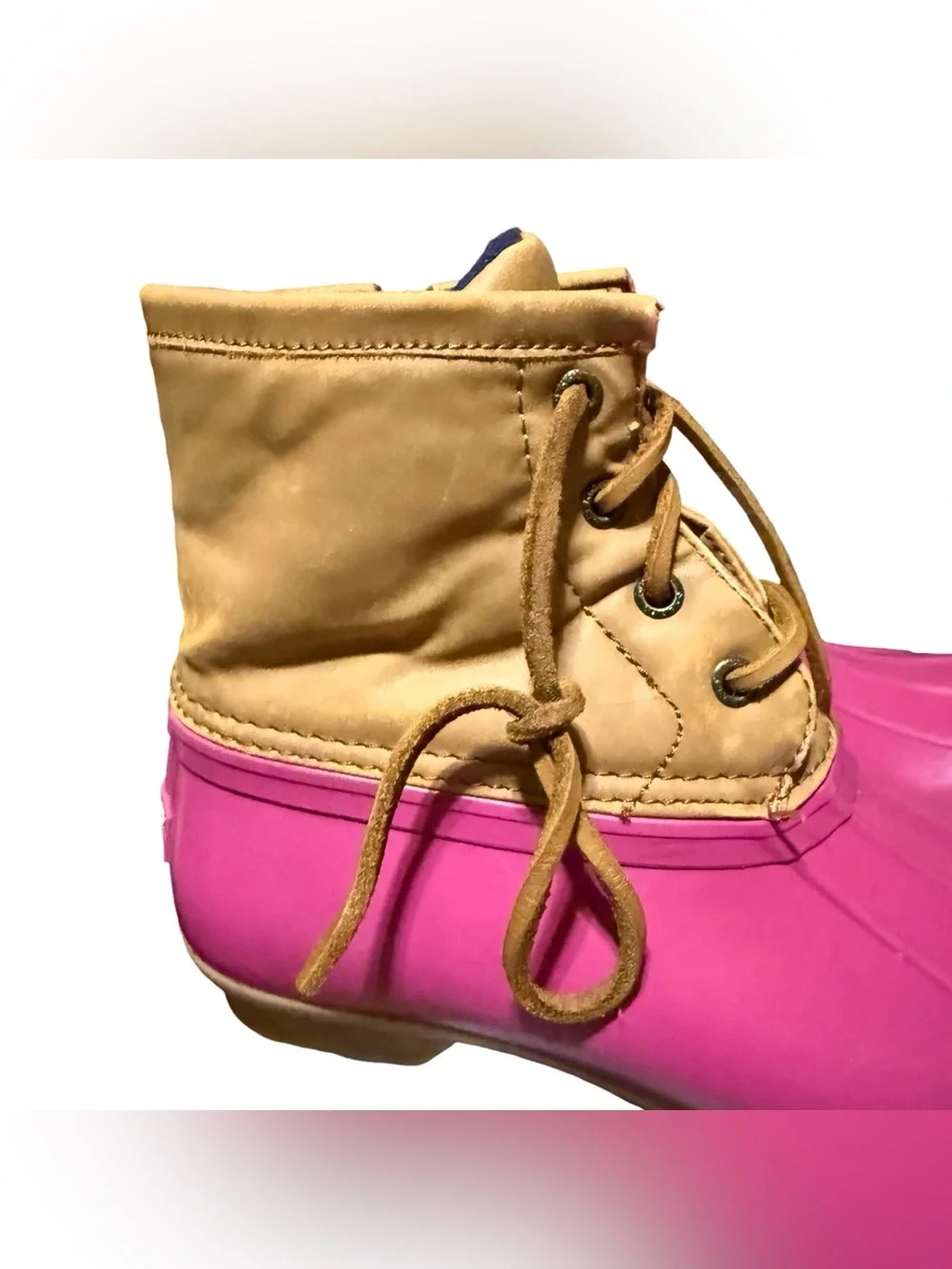 SPERRY- Salt Water Pink/Brown Duck Boot Girls 2Y